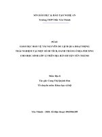Giáo dục bảo vệ tài nguyên du lịch qua hoạt động trải nghiệm tại một số di tích, danh thắng ở địa phương cho học sinh lớp 12 trên địa bàn huyện yên thành 