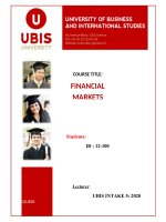 FINANCIAL MARKET FIN602 FINAL ASSIGNMENT