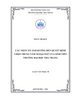 Các nhân tố ảnh hưởng đến quyết định chọn trung tâm ngoại ngữ của sinh viên trường đại học nha trang 