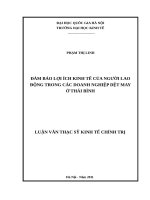 Đảm bảo lợi ích kinh tế của người lao động trong các doanh nghiệp dệt may ở thái bình   