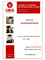 THE ENTREPRENEURSHIP (START-UP) FINAL ASSIGNMENT