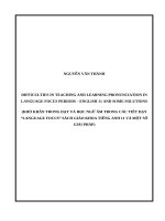 Difficulties in teaching and learning pronunciation in language focus periods – english 11 and some solutions 