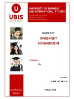 INVESMENT MANAGEMENT FIN603 FINAL ASSIGNMENT