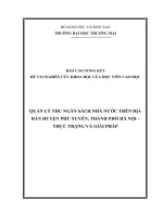 (Nghiên cứu khoa học) Quản lý thu ngân sách nhà nước trên địa bàn huyện Phú Xuyên, thành phố Hà Nội Thực trạng và giải pháp
