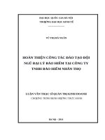 Hoàn thiện công tác đào tạo đội ngũ đại lý bảo hiểm tại công ty TNHH bảo hiểm nhân thọ     