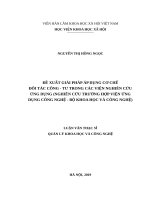 Đề xuất giải pháp áp dụng cơ chế đối tác công  tư trong các viện nghiên cứu ứng dụng (Nghiên cứu trường hợp Viện Ứng dụng công nghệ  Bộ Khoa học và Công nghệ)