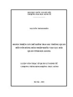 Hoàn thiện cơ chế kiểm tra sau thông quan đối với hàng hóa nhập khẩu tại cục hải quan tỉnh hà giang   
