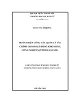 Hoàn thiện công tác quản lý tài chính cho hoạt động khoa học công nghệ tại tỉnh hà giang   