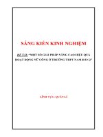 MỘT số GIẢI PHÁP NÂNG CAO HIỆU QUẢ HOẠT ĐỘNG nữ CÔNG ở TRƯỜNG THPT NAM đàn 2 