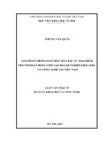 GIẢI PHÁP CHÍNH SÁCH THÚC ĐẨY ĐẦU TƯ MẠO HIỂM ĐỐI VỚI HOẠT ĐỘNG ƯƠM TẠO DOANH NGHIỆP KHOA HỌC VÀ CÔNG NGHỆ TẠI VIỆT NAM