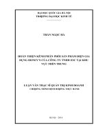 Hoàn thiện kênh phân phối sản phẩm điện gia dụng honeys của công ty TNHH ESC tại khu vực miền trung    