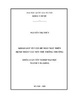 Khóa luận tốt nghiệp đại học ngành y đa khoa khảo sát về vấn đề mất ngủ trên bệnh nhân vảy nến thể thông thường