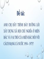 powerpoint Anh chị hãy trình bày đường lối xây dựng xã hội chủ nghĩa ở miền bắc và vai trò của miền bắc đối với cách mạng cả nước 1954  1975?