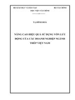 Nâng cao hiệu quả sử dụng vốn lưu động của các doanh nghiệp ngành thép việt nam 