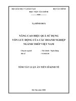 Nâng cao hiệu quả sử dụng vốn lưu động của các doanh nghiệp ngành thép việt nam tt 