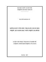 Kiểm soát vốn đầu tư ngân sách nhà nước qua kho bạc nhà nước ba đình 