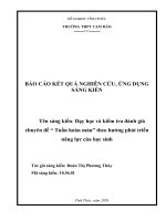 Dạy học và kiểm tra đánh giá chuyên đề  tuần hoàn máu theo hướng phát triển năng lực của học sinh 