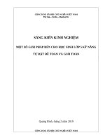 Skkn một số giải pháp rèn cho học sinh lớp 5 kỹ năng tự đặt đề toán và giải toán 