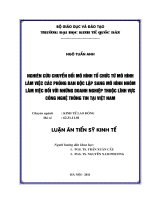 Nghiên cứu chuyển đổi mô hình tổ chức từ mô hình làm việc các phòng ban độc lập sang mô hình nhóm làm việc đối với những doanh nghiệp thuộc lĩnh vực công nghệ thông tin tại việt nam 