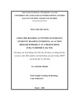 Sử dụng các hoạt động trước khi đọc để nâng cao hứng thú đọc của học sinh một nghiên cứu hành động tại một trường THPT của huyện ba vì, hà nội  