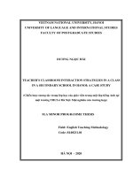 Chiến lược tương tác trong lớp học của giáo viên trong một lớp tiếng anh tại một trường THCS ở hà nội một nghiên cứu trường hợp 