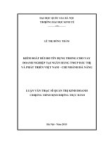 Kiểm soát rủi ro tín dụng trong cho vay doanh nghiệp tại ngân hàng TMCP đầu tư và phát triển việt nam chi nhánh đà nẵng    