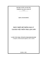 Phát triển hệ thống đại lý tại bảo việt nhân thọ lạng sơn    