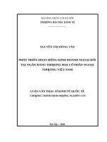 Phát triển hoạt động kinh doanh ngoại hối tại ngân hàng thương mại cổ phần ngoại thương việt nam  