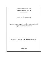 Quản lý chi thường xuyên ngân sách nhà nước tại tỉnh lâm đồng    