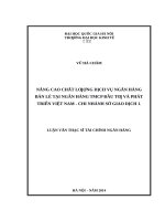 Nâng cao chất lượng dịch vụ ngân hàng bán lẻ tại ngân hàng TMCP đầu tư và phát triển việt nam – chi nhánh sở giao dịch 1     