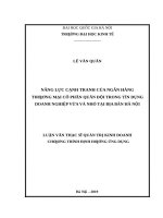 Năng lực cạnh tranh của ngân hàng thương mại cổ phần quân đội trong tín dụng doanh nghiệp vừa và nhỏ tại địa bàn hà nội 