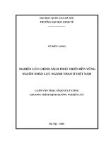 Nghiên cứu chính sách phát triển bền vững nguồn nhân lực ngành than ở việt nam 