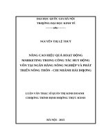 Nâng cao hiệu quả hoạt động marketing trong công tác huy động vốn tại ngân hàng nông nghiệp và phát triển nông thôn   chi nhánh hải dương   