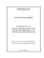 Năng lực đổi mới sáng tạo của chủ doanh nghiệp nhỏ và vừa trên địa bàn thành phố hà nội    