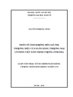 Nhân tố ảnh hưởng đến giá trị thương hiệu của ngân hàng thương mại cổ phần việt nam thịnh vượng (VP BANK)     