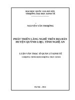 Phát triển làng nghề trên địa bàn huyện quỳnh lưu, tỉnh nghệ an    
