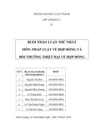 Buổi thảo luận 1 Luật Dân sự 2 Pháp luật về Hợp đồng và Bồi thường thiệt hại ngoài hợp đồng