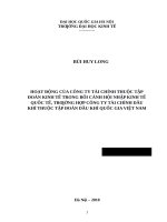 Hoạt động của công ty tài chính thuộc tập đoàn kinh tế trong bối cảnh hội nhập kinh tế quốc tế, trường hợp công ty tài chính dầu khí  