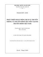 Phát triển hoạt động dịch vụ truyền thông và truyền hình trả tiền tại đài truyền hình việt nam    