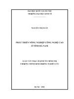 Phát triển nông nghiệp công nghệ cao ở tỉnh hà nam 