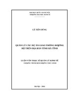 Quản lý các dự án giao thông đường bộ trên địa bàn tỉnh hà tĩnh   