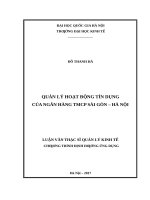 Quản lý hoạt động tín dụng của ngân hàng TMCP sài gòn – hà nội    