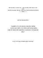 NGHIÊN CỨU XÂY DỰNG CHƯƠNG TRÌNH  GIẢNG DẠY MÔN CẦU LÔNG GIỜ NGOẠI KHÓA CHO NỮ SINH VIÊN TRƯỜNG CAO ĐẲNG Y TẾ KHÁNH HÒA