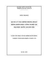 Quản lý tài chính trong hoạt động khoa học công nghệ tại đại học quốc gia hà nội     