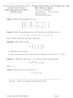 Đề thi cuối học kỳ II năm học 2019-2020 môn Toán cao cấp A2 - ĐH Sư phạm Kỹ thuật