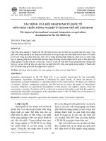Tác động của hội nhập kinh tế quốc tế đến phát triển nông nghiệp ở thành phố Hồ Chí Minh