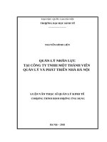 Quản lý nhân lực tại công ty TNHH một thành viên quản lý và phát triển nhà hà nội     