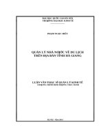 Quản lý nhà nước về du lịch trên địa bàn tỉnh hà giang   