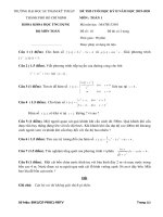 Đề thi cuối học kỳ II năm học 2019-2020 môn Toán 1 (Đề số 1) - ĐH Sư phạm Kỹ thuật