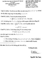 Đề thi học kỳ môn Toán cao cấp A4 - ĐH Sư phạm Kỹ thuật